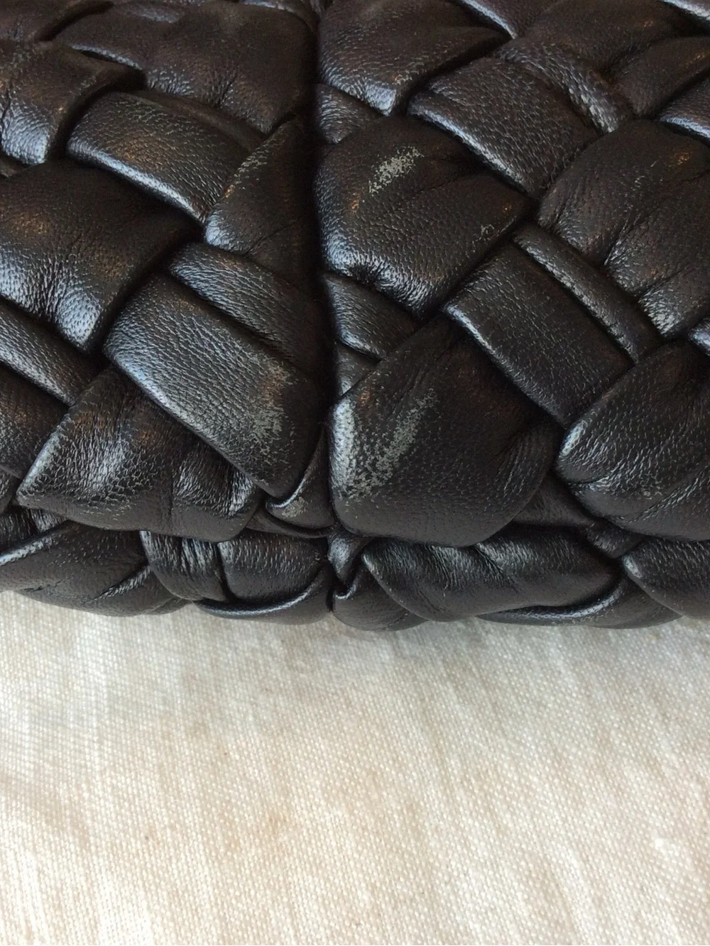 Clare V. Moyen Messenger Black Puffy Woven Leather Crossbody Bag